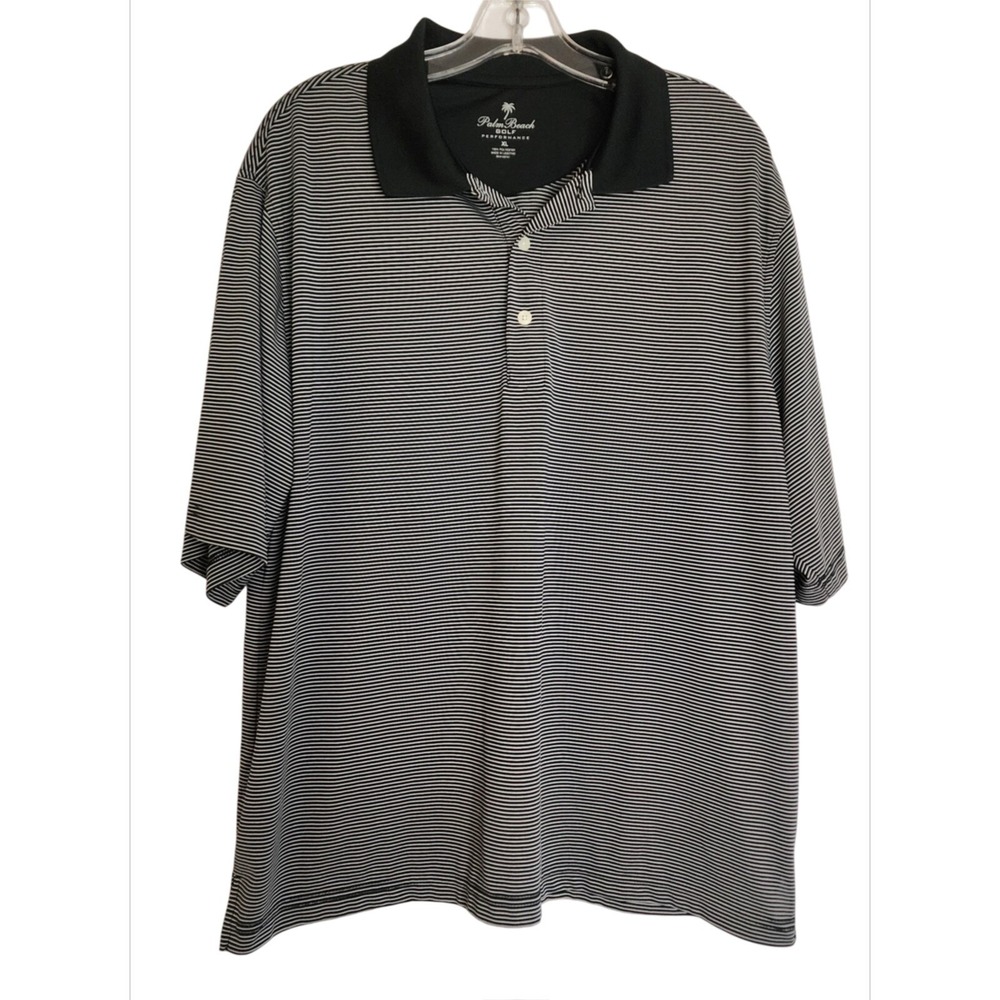 Palm Beach Performance Golf Polo Shirt Short Sleeve Black Stripe Men's Size‎ XL
